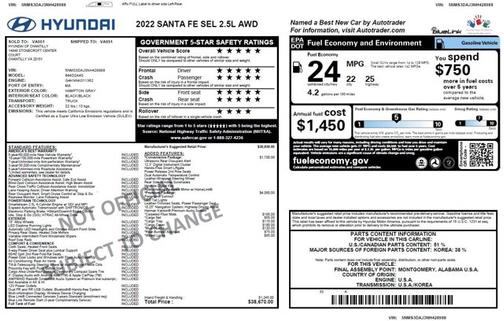 Photo 2 of 31 of 2022 Hyundai Santa Fe SEL