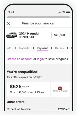 Cars.com app monthly payment estimate